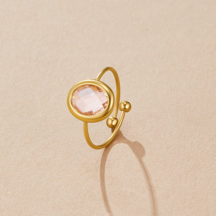 Bague rose cristal dorée