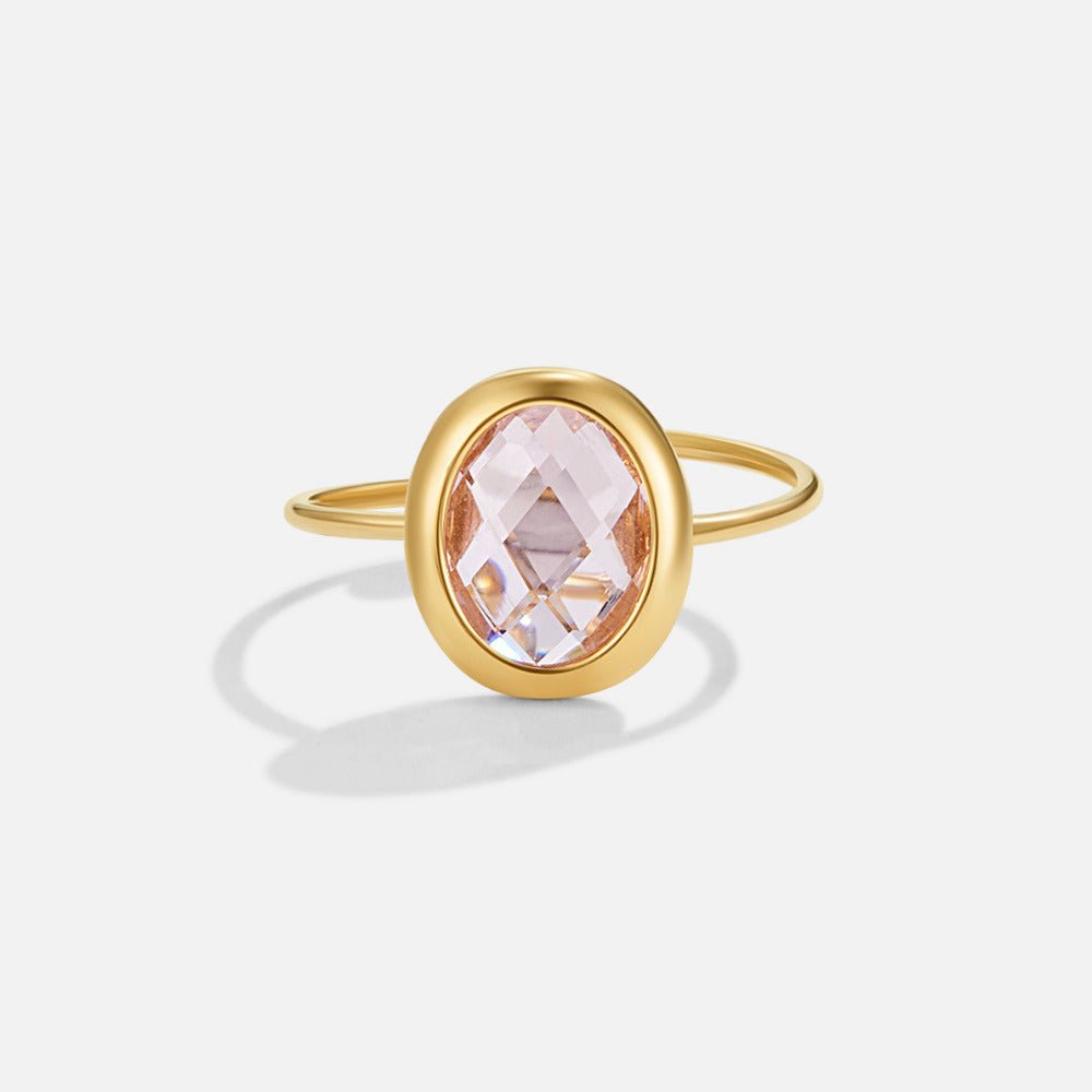 Bague rose cristal dorée