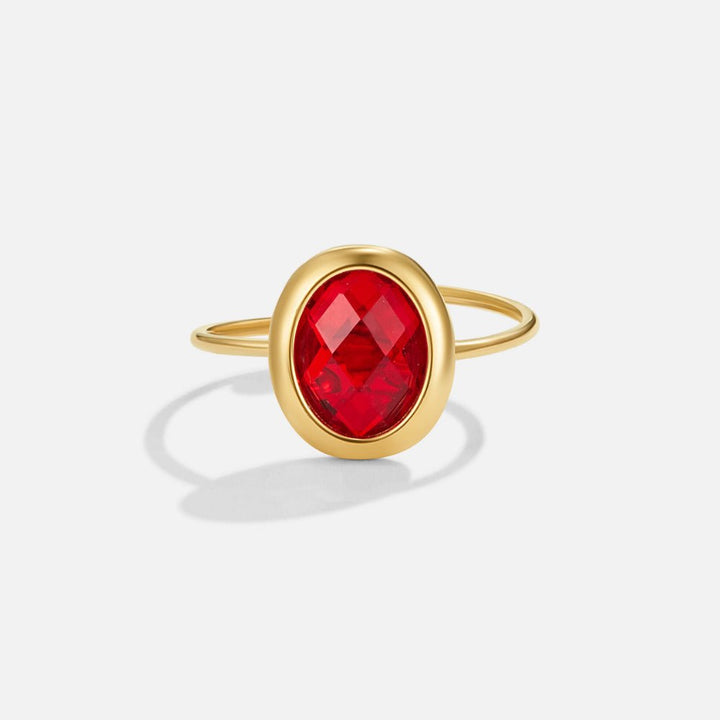 Bague dorée rubis cristal
