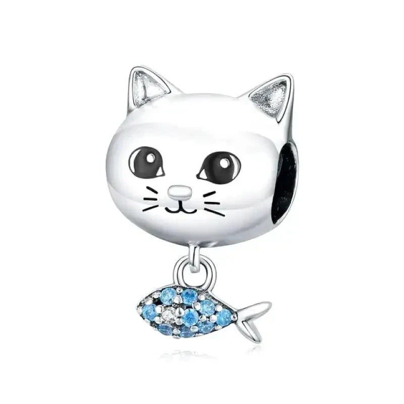 Charm Tête de chat en argent - Maison Perle