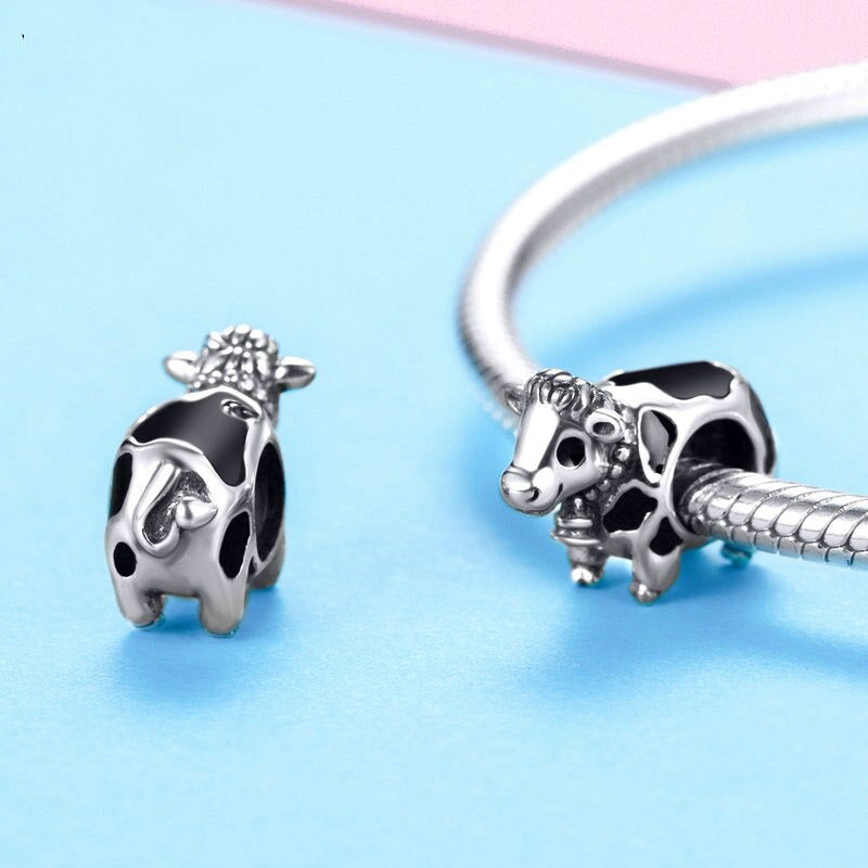 Charm Vache en argent - Maison Perle