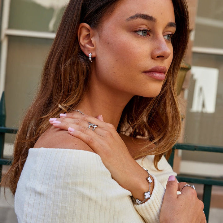 Boucles d’oreilles argentées Eula avec perles