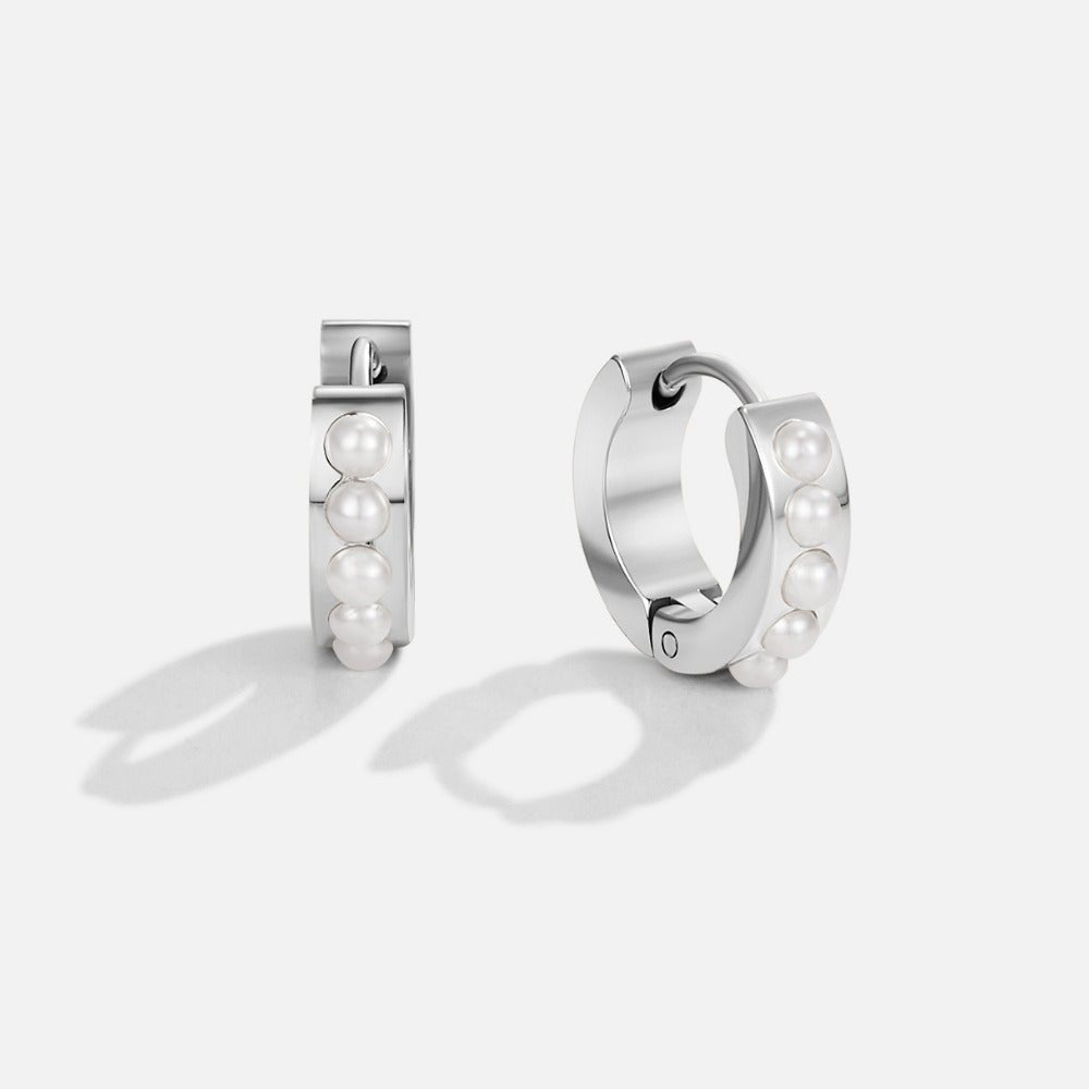 Boucles d’oreilles argentées Eula avec perles