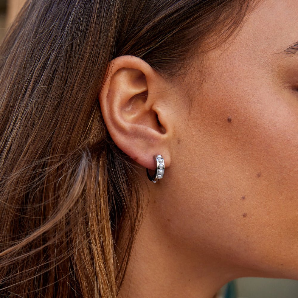 Boucles d’oreilles argentées Eula avec perles