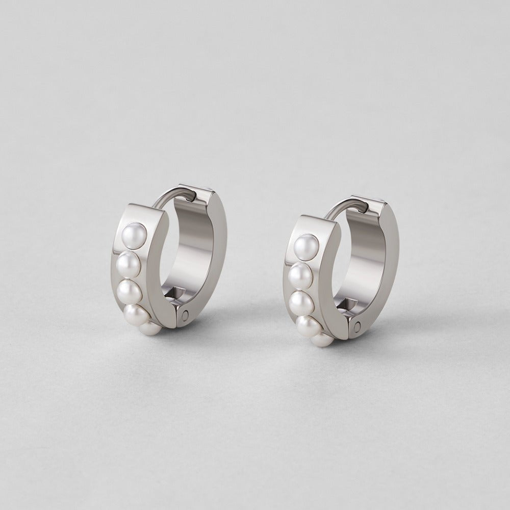 Boucles d’oreilles argentées Eula avec perles