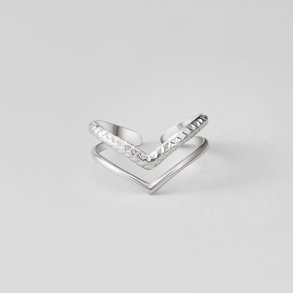 Bague argentée Harper texturée