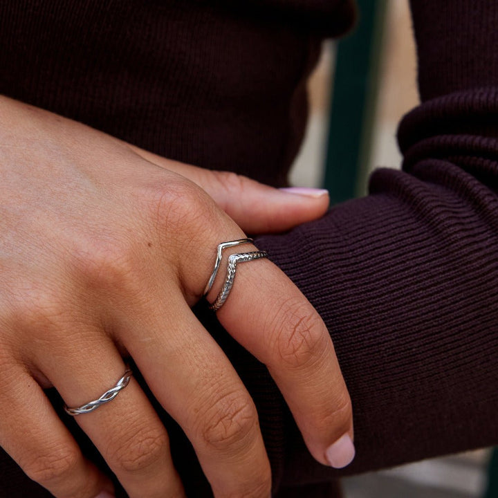 Bague argentée Harper texturée