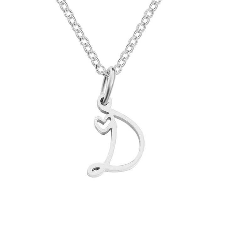 Collier argenté s písmenom v tvare srdca