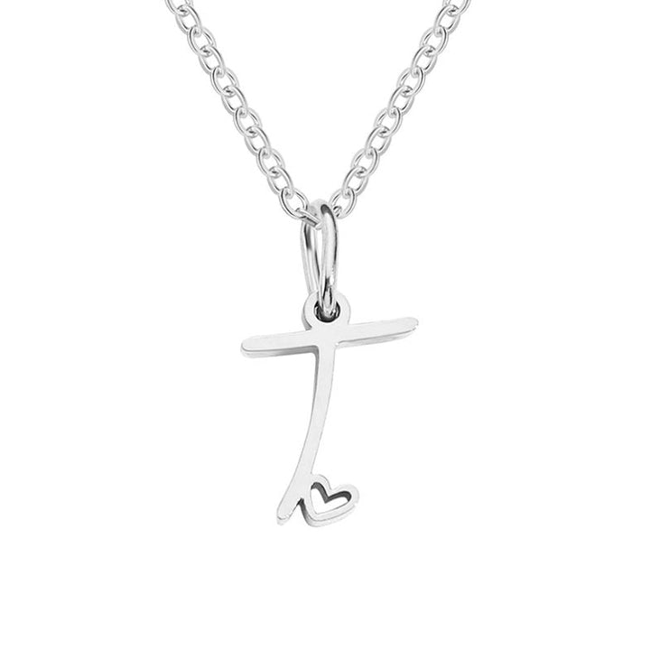Collier argenté s písmenom v tvare srdca