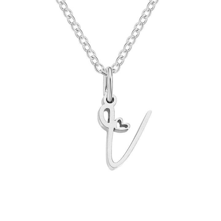 Collier argenté s písmenom v tvare srdca
