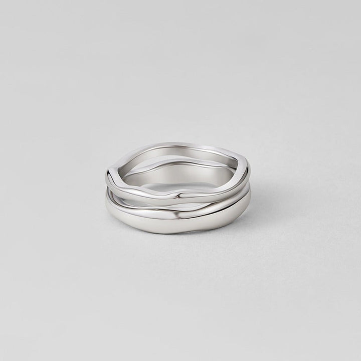 Bague argentée set Madison ondulée