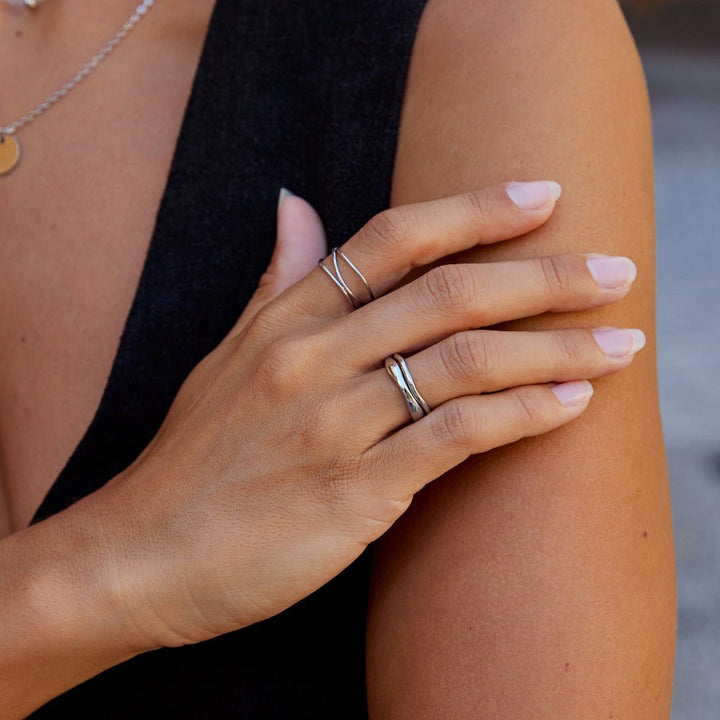 Bague argentée set Madison ondulée