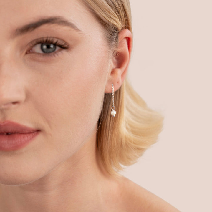 Boucles d’oreilles argentées Maria avec perle