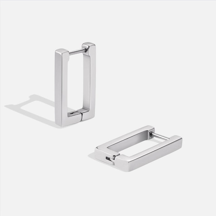 Boucles d’oreilles argentées rectangulaires