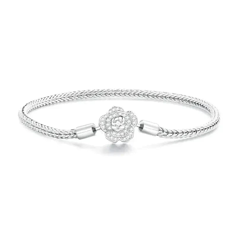 Bracelet avec Charm Rose Argentée