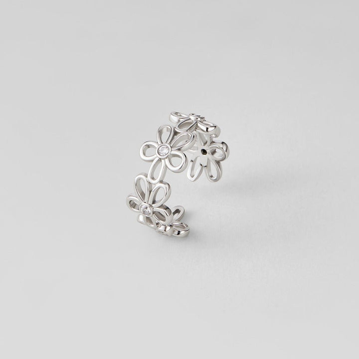 Bague argentée infini fleurs