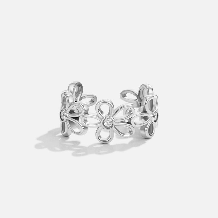Bague argentée infini fleurs