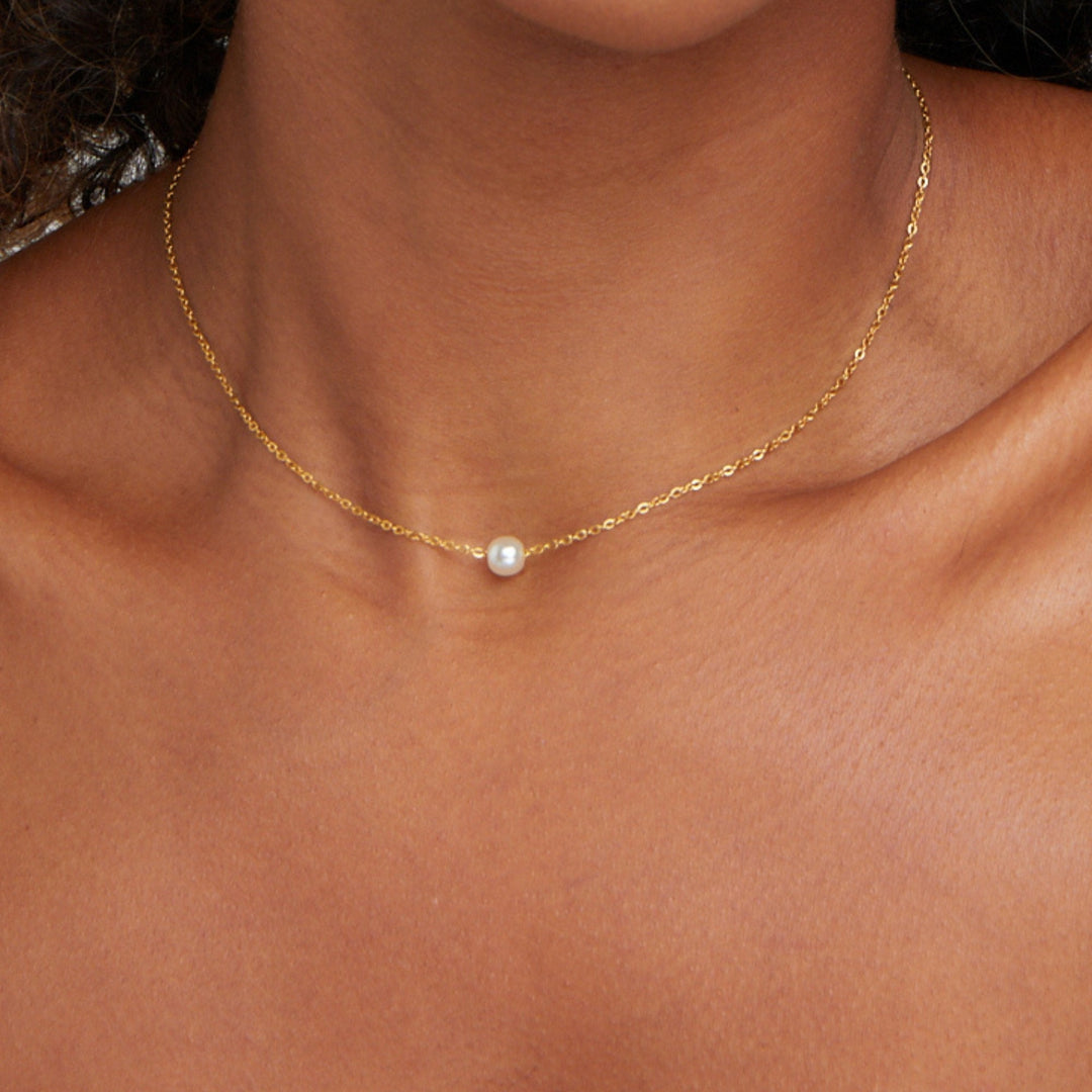 Collier Solitaire Gold Pearl