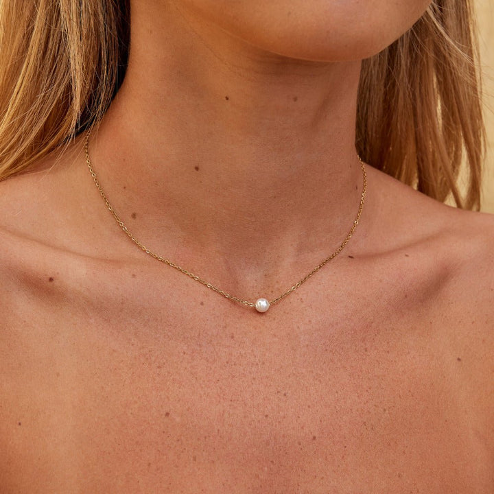 Collier Solitaire Gold Pearl