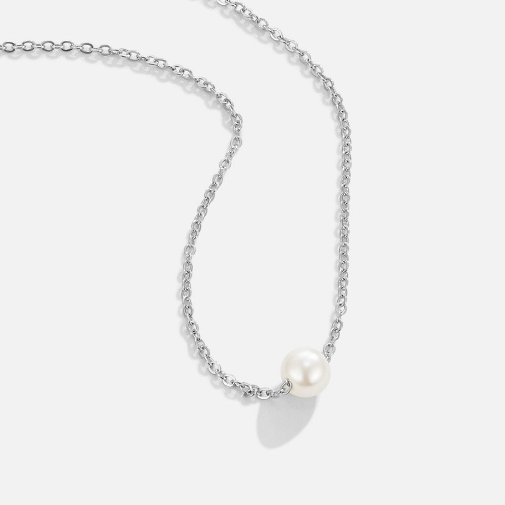 Collier argenté Solitaire s perlou