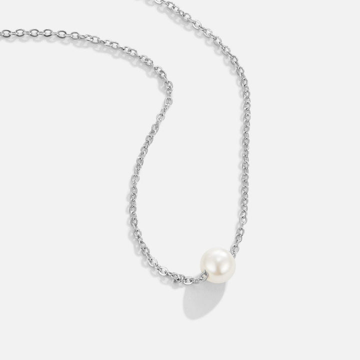 Collier argenté Solitaire s perlou