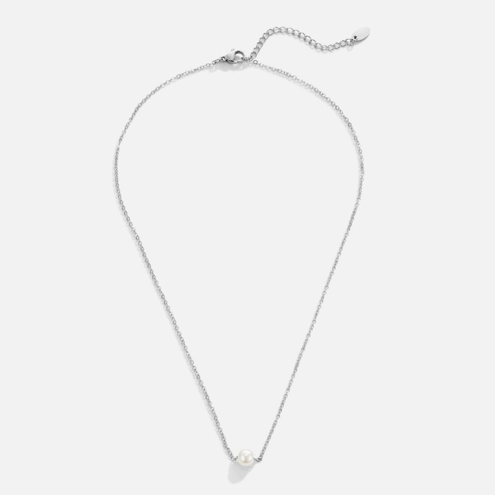 Collier argenté Solitaire s perlou