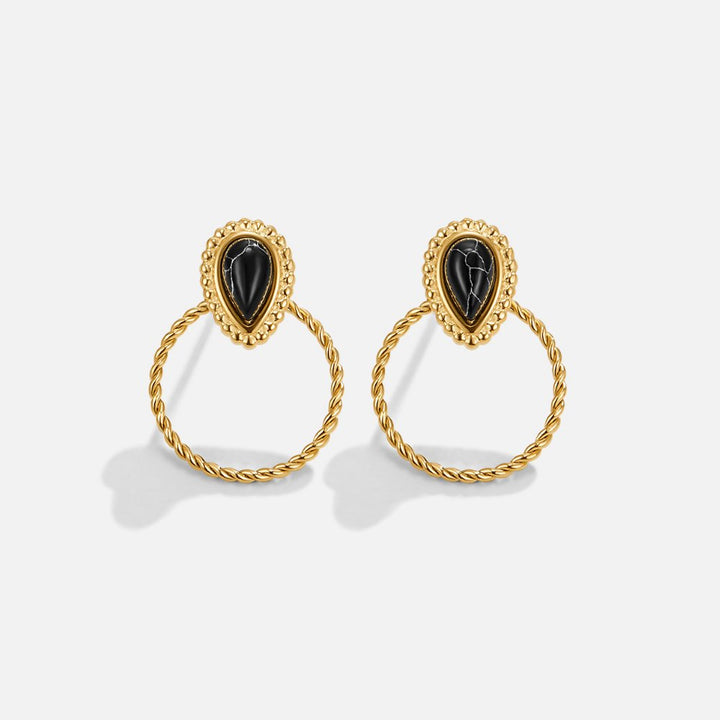 Boucles d’oreilles Tori pierre noire