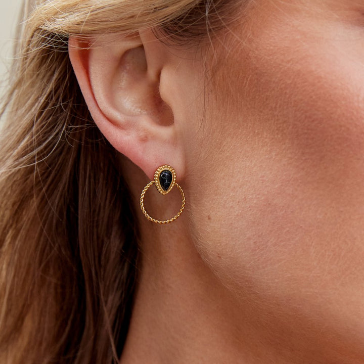 Boucles d’oreilles Tori pierre noire