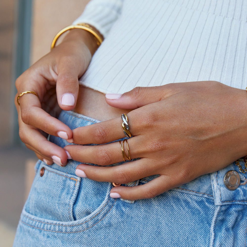 Bague torsadée Ella bicolore