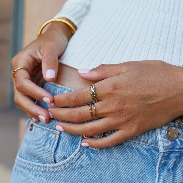 Bague torsadée Ella bicolore