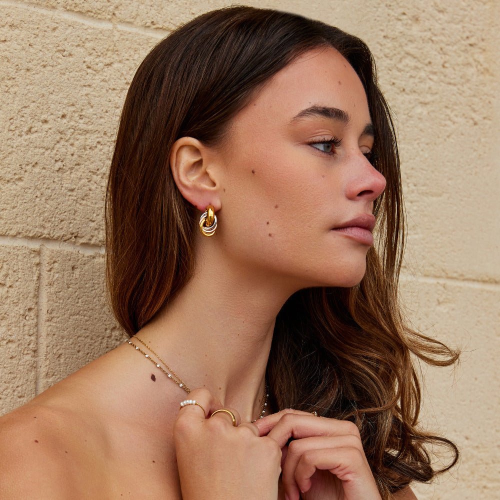 Boucles d’oreilles pendantes tricolores