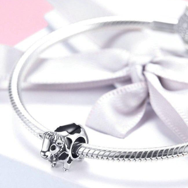 Charm Vache en argent - Maison Perle