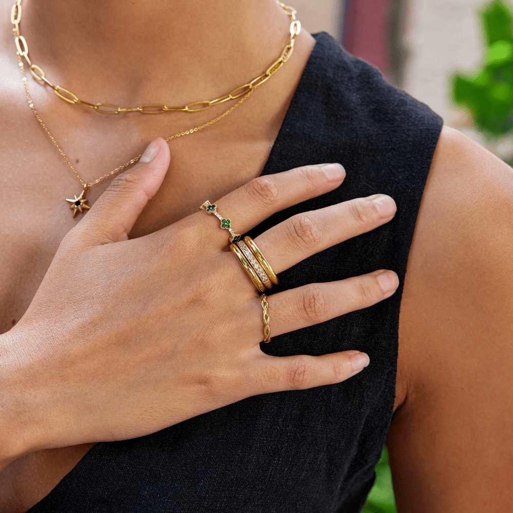 Bague set Vana trio or et cristal