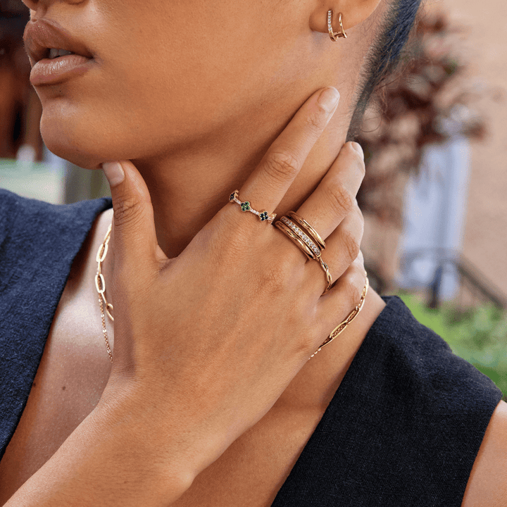 Bague set Vana trio or et cristal