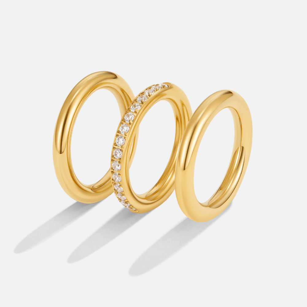 Bague set Vana trio or et cristal