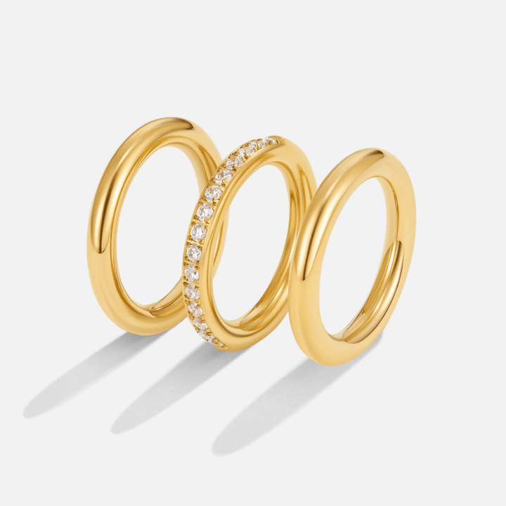Bague set Vana trio or et cristal