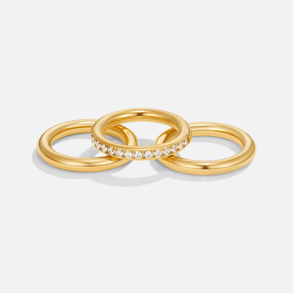 Bague set Vana trio or et cristal