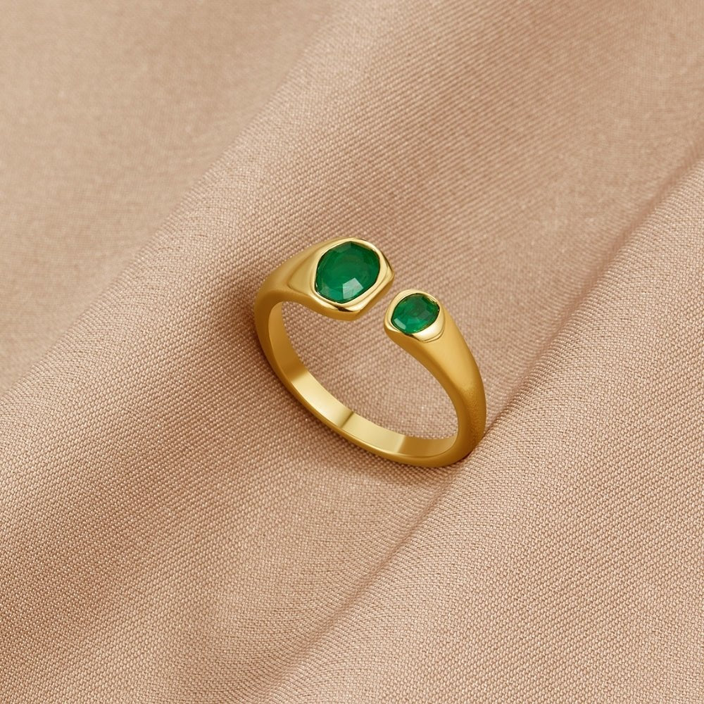 Bague vintage verte émeraude