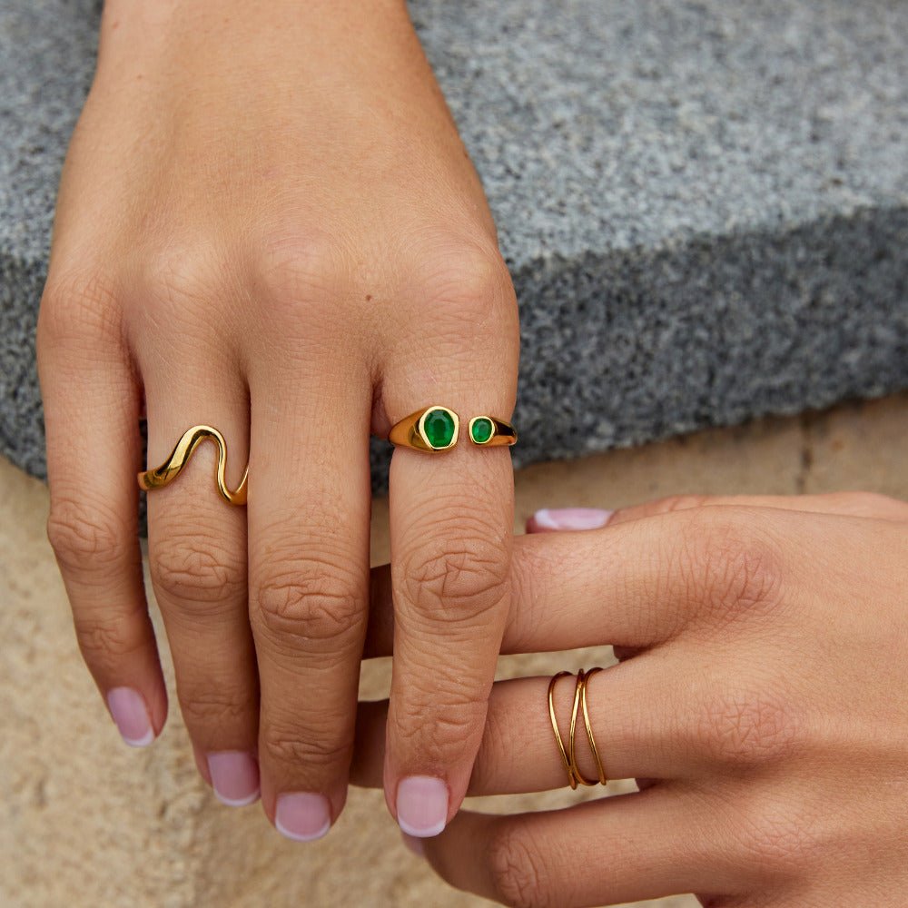 Bague vintage verte émeraude