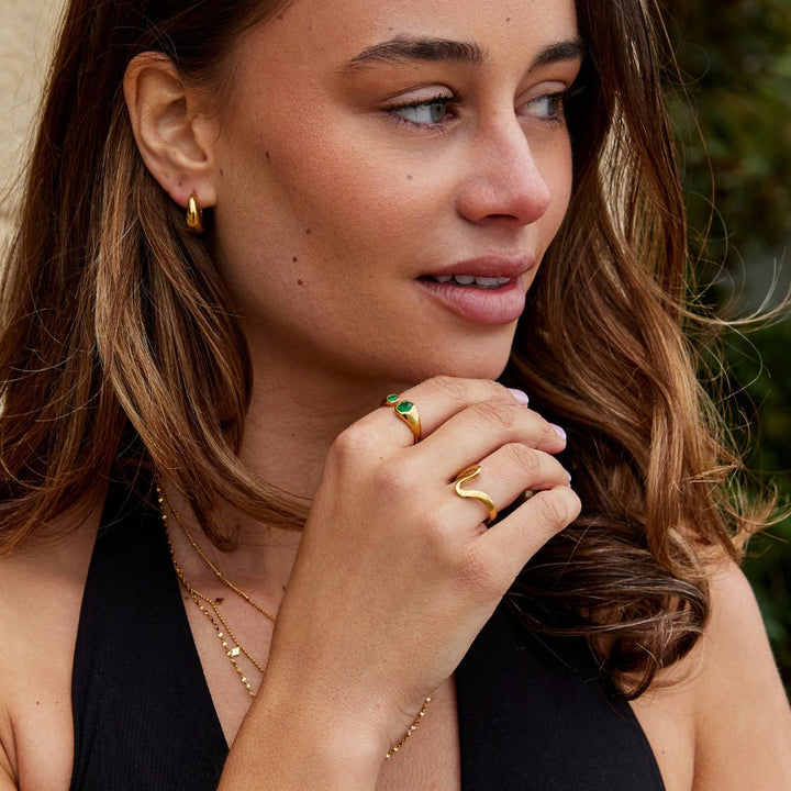 Bague vintage verte émeraude