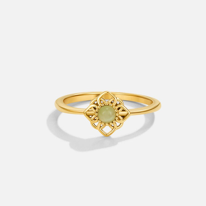 Bague vintage lotus fleur opale