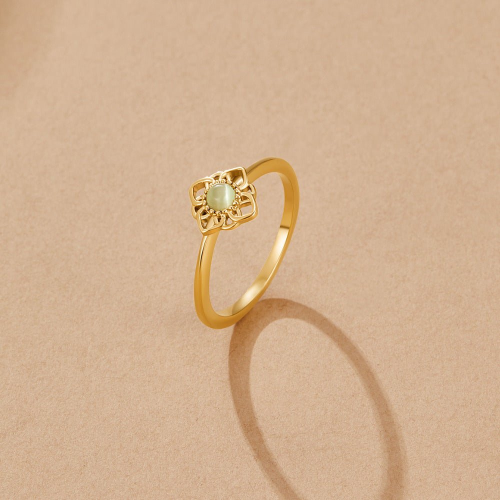 Bague vintage lotus fleur opale