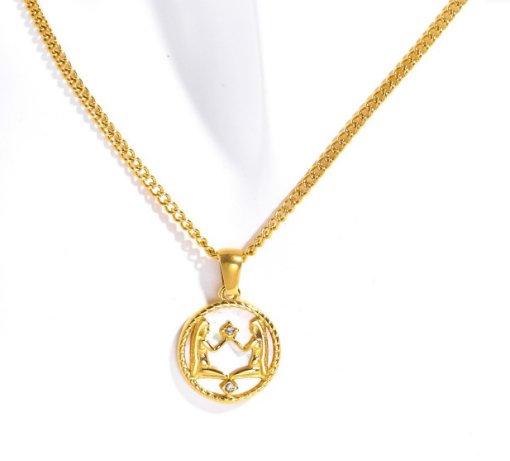Collier so zodiakálnou mincou z bielej mušle