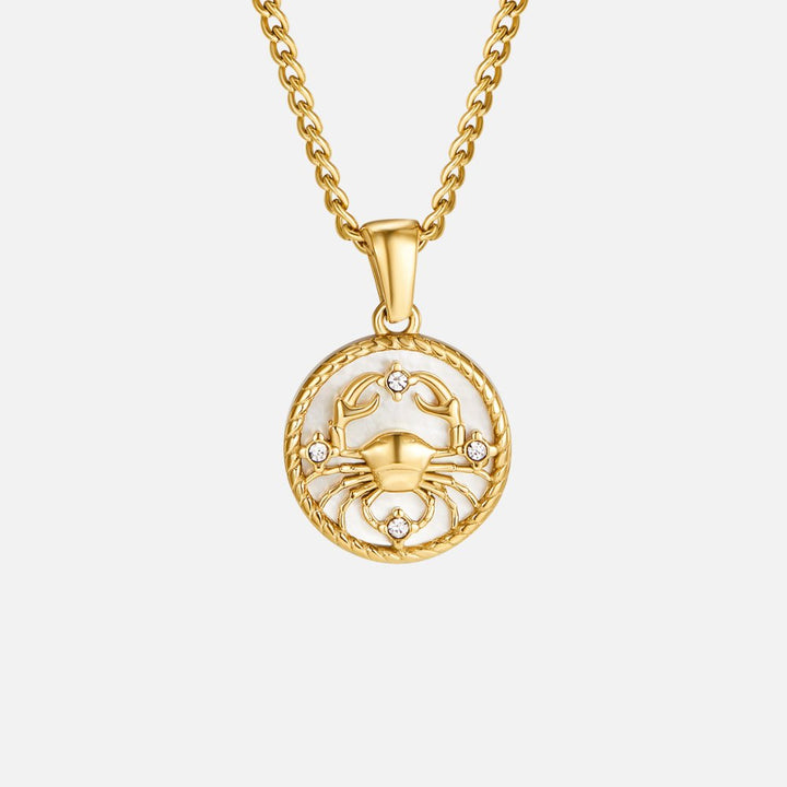 Collier so zodiakálnou mincou z bielej mušle