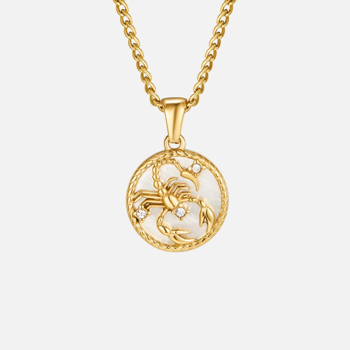Collier so zodiakálnou mincou z bielej mušle