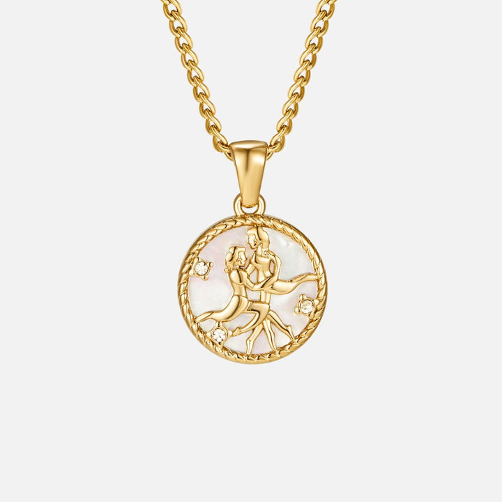 Collier so zodiakálnou mincou z bielej mušle
