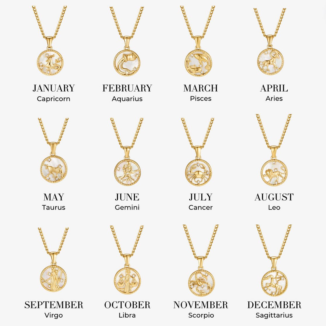 Collier so zodiakálnou mincou z bielej mušle