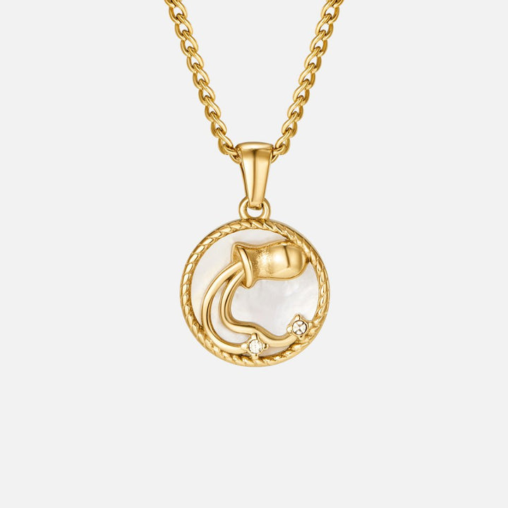 Collier so zodiakálnou mincou z bielej mušle