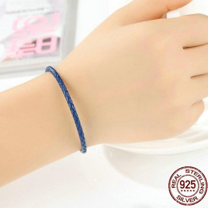 Bracelet en Cuir Bleu pour Charms