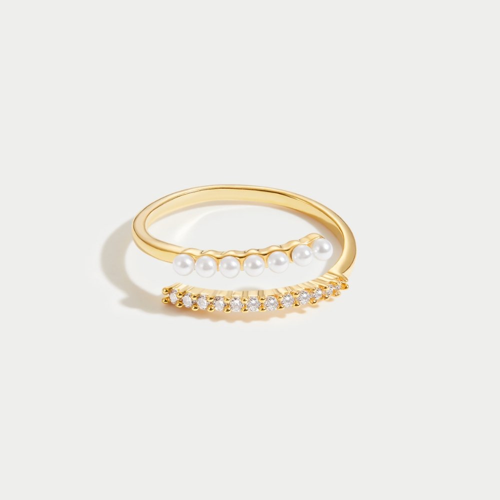 Bague enlacée perles et cristal